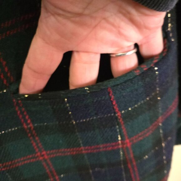 Sag Harbor Vintage Green Metallic Thread Plaid Dark Academia Blazer Size 8 - Picture 5 of 6